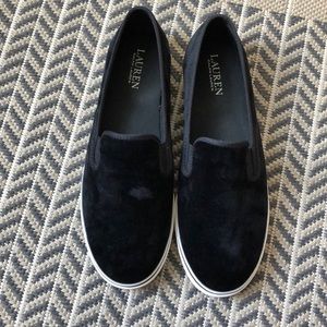Lauren Ralph Lauren Black Velvet Sneakers Sz 9.5